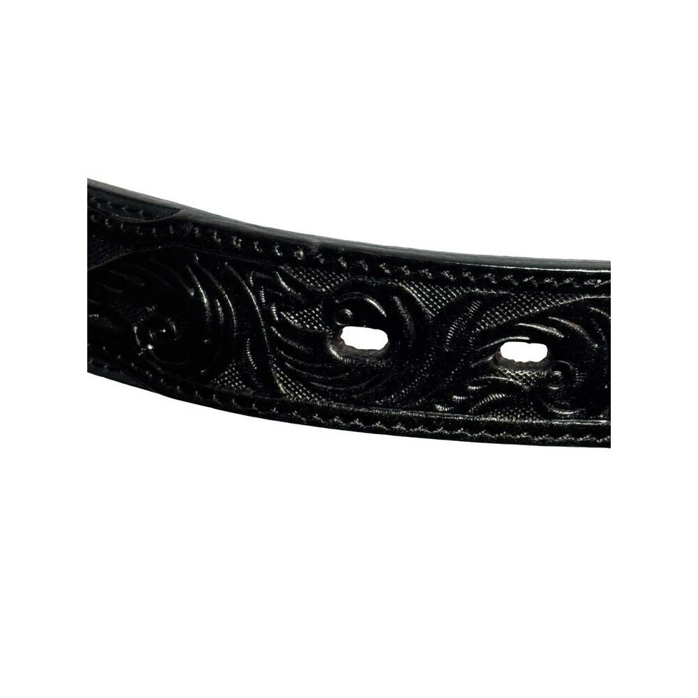 3D Belt Co. Leather Belt Longhorn Bull Western Womens 26 Black